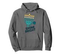 Cozy Shine Bright Hanukkah Menorah Design Pullover Hoodie