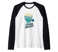 Cozy Shine Bright Hanukkah Menorah Design Raglan Baseball Tee