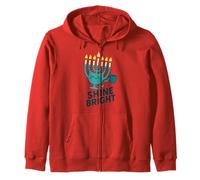 Cozy Shine Bright Hanukkah Menorah Design Zip Hoodie