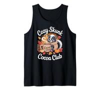 Cozy Skunk Cocoa Club Fall Autumn Leaves Tank Top