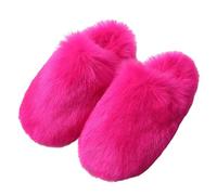 Cozy Slippers Faux Leather for Women - Comfortable Indoor/Outdoor Closed Sole Slippers for All Day Comfort Stylish Fusion Everyday Leisure Travel, Hot Pink, 10 UK