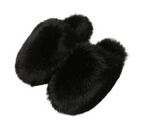 Cozy Slippers Faux Leather for Women - Comfortable Indoor/Outdoor Closed Sole Slippers for All Day Comfort Stylish Fusion Everyday Leisure Travel, black, 12 UK