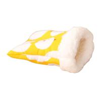 Cozy Small Animal Bed Warm Pet Nest Hamster Nest Cartoon Design Hamster Bed Soft Comfortable Plush Guinea Pig Sleeping Bag Pet Accessories Yellow M
