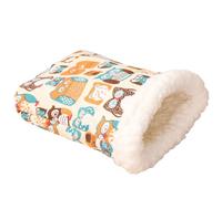 Cozy Small Animal Bed Warm Pet Nest Hamster Nest Cartoon Design Hamster Bed Soft Comfortable Plush Guinea Pig Sleeping Bag Pet Accessories Beige L