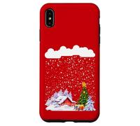 Cozy snow cabin with snowflakes and snowy Christmas tree Case for iPhone XS Max