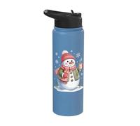 Cozy Snowman with Hot Cocoa and Snowflakes Stainless Steel Insulated Water Bottle
