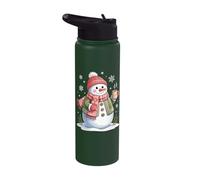 Cozy Snowman with Hot Cocoa and Snowflakes Stainless Steel Insulated Water Bottle