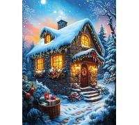 Cozy Snowy Cottage with Lights 300-piece Jigsaw Puzzle Set Science Fiction Magical Dream For Adults Teens 14+ Logic Skill Indoor Game Family Game Night Summer Thick Cardboard 300 PCS