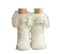 Cozy Socks, Women's Winter Warm Fuzzy Non-Slip Slipper Socks with Cute Big Eyes, Plush Lined Soft Cosy Slipper Socks for Cold Weather Home Lounge, For Women and Girls (C)