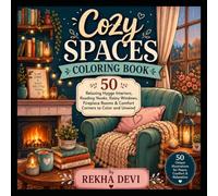 Cozy Spaces Coloring Book: 50 Relaxing Hygge Interiors, Reading Nooks, Rainy Windows, Fireplace Rooms & Comfort Corners to Color and Unwind