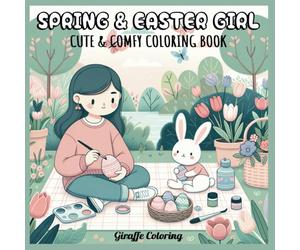 Cozy Spring Easter Girl Coloring Book: Adorable Springtime Scenes of Cute Girls, Flowers, Eggs & Cozy Moments - Wholesome Relaxing Fun for Kids, Teens & Adults