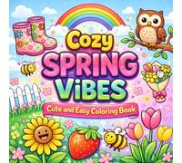 Cozy Spring Vibes Cute and Easy Coloring Book: Simple Designs with Flowers, Butterflies, Bees and Nature Scenes for Kids Ages 4-8