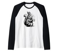 Cozy Squirrel Hot Drink - Autumn Winter Woodland Animal Raglan Baseball Tee