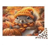 Cozy Squirrel Jigsaw Puzzle Fall Fashion 1000 Piece Recycled Paper for Adults Fun Challenging Family Game Home Decoration Great Gift Idea 70x50cm/1000pcs