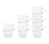 Cozy Stacking Glass Coffee Cups - 350ml - Pack of 6 LAV Clear One Size