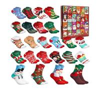 Cozy Stepwear - Christmas Countdown Box for Seasonal Joy | 24 Pair Cotton Sock Set with Breathable Material Charming Designs & Warm Comfort for Women Holidays Bedroom Party Favor Office Event