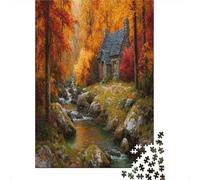 Cozy Stone House, Golden ForestPuzzles 1000 Pieces for Adults for Adults 1000 Piece Puzzle Educational Challenge Games Home Decoratio
