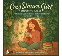 Cozy Stoner Girl Coloring Pages: Whimsical Daily Activities & Playful Patterns for Creative Minds. Perfect for Adults who enjoy cannabis culture, cottagecore aesthetics, and mindful coloring