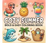 Cozy Summer Bold And Easy Coloring Book: Cute Summer Designs with Bold, Simple Illustrations for Relaxation, Stress Relief and Creative Fun for Kids and Adult