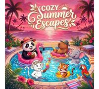 Cozy Summer Escapes: A Relaxing Coloring Book for Adults Featuring Sweet and Simple Animals on Holiday