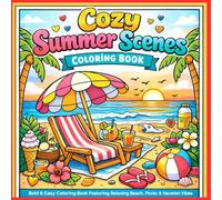 Cozy Summer Scenes Coloring Book for Adults & Teens: Bold & Easy Coloring Book Featuring Relaxing Beach, Picnic & Vacation Vibes
