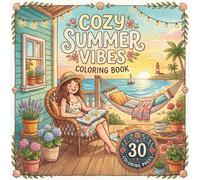 Cozy Summer Vibes Coloring Book: 30 Simple & Relaxing Illustrations for Adults - Stress Relief Summer Vibes