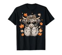 Cozy Sweater Highland Cow with Leopard Bow Autumn Value Graphic T-Shirt