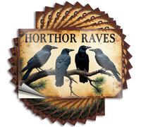 Cozy Tattoos Aesthetic Decals, Desk Decor for Men Cute Pattern Design for Paw Notebook | Cover Removable Vinyl Historic Raven Gathering On Pine Branch(6X9CM)