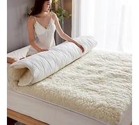 Cozy Thick Warm Lamb Wool Mattress Pad Soft Winter Bed Protector RollUp Folding Floor Mat (120x200cm/47x79inch) Luxurious White Mattress for Ultimate Comfort