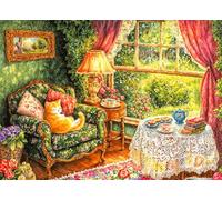 Cozy Time 500 Piece Jigsaw Puzzles for Adults Cat Books Tea Jigsaws for Adults 500 Pieces Puzzle