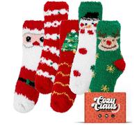 Cozy Toes 5 Pairs Warm Xmas Fluffy Socks For Womens 4-7 With a Gift Package - Girls Fluffy Socks With Cute Pattern | Stocking Fillers For Teenage Girls | Ladies Christmas Gifts For Women