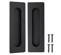 Cozy Tower 7 Inch Recessed Finger Pulls for Pocket Door Sliding Door, Closet Door Pulls Handles Matte Black Stainless Steel Hardware Barn Door Pulls (2 Pack)