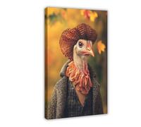 Cozy Turkey in Autumn Clothes, Fall Animal, Thanksgiving, Rustic Autumnable, Turkeyt, Fall Home, AI Modern Wall Prints Abstract Geometric Minimalist Art Framed Canvas Prints For Office Bedroom Wall De