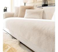 Cozy Universal Anti-Slip Plush Sofa Cover - Fuzzy Winter L-Shape Protector for 1-4 Seats Soft Synthetic Fur Furniture Slipcover Stylish Home Décor.