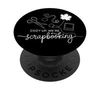 Cozy up, we’re scrapbooking crafting fall/autumn line art PopSockets Adhesive PopGrip