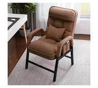 Cozy Velvet Accent Armchair with Adjustable Metal Frame Lumbar Pillow & Side Pocket - Stylish Single Sofa Chair for Living Room Small Space Brown