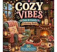 Cozy Vibes: Cute & Comfy Coloring Book: 50 Relaxing Cozy Scenes for Adults, Teens, and Stress Relief