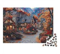 Cozy Village Paper 1000 Piece Puzzle for Adults Thickened Educational Relaxation Decor Paper Vintage Town Jigsaw Gift 52x38cm/1000pcs
