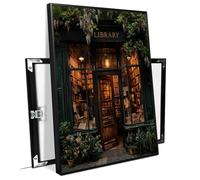 Cozy Vintage Library Storefront with Wisteria Canvas Wall Art Moody Dark Academia Print for Book Lover Home Decor