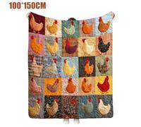 Cozy Vintage Rooster Hen Print Flannel Throw Blanket Soft Warm Warm Season Camping And Blankets Gift Throw for Home Bed