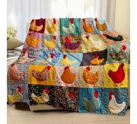 Cozy Vintage Rooster Plaid Blanket, Cozy Funny Country Farmhouse Throw, Farm Chicken Print Quilt - Soft, Lightweight, Washable & Anti-Pilling for All-Season Comfort, Home DeCor & Gifting (100*150cm)