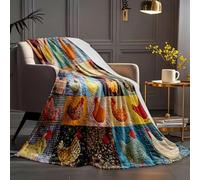 Cozy Vintage Rooster Plaid Blanket, Cozy Funny Country Farmhouse Throw, Farm Chicken Print Quilt - Soft, Lightweight, Washable & Anti-Pilling for All-Season Comfort, Home DeCor & Gifting (150*200cm)