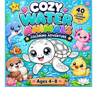 Cozy Water Animals Coloring Adventure: 40 Cute Aquatic Animals from oceans, Rivers & Lakes