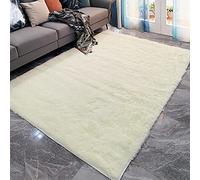 Cozy White Long Fur Rug NonSlip Plush Carpet for Kids Washable Bedroom & Living Room Floor Mat Soft Area Rug 80x160cm Perfect for Nursery and Playroom.
