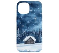 Cozy Winter Cabin Holiday Scene Merry Nights Christmas, Xmas Case for iPhone 15