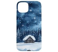 Cozy Winter Cabin Holiday Scene Merry Nights Christmas, Xmas Case for iPhone 15 Plus