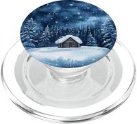 Cozy Winter Cabin Holiday Scene Merry Nights Christmas, Xmas PopSockets PopGrip for MagSafe