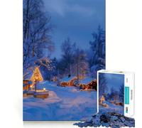 Cozy Winter Cabin Village Jigsaw for Teenagers1000 Pieces Think Sharper Stress Free Home Fun Christmas Idea (38x52cm)