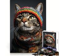 Cozy Winter Cat Jigsaw Puzzles 1000 Pieces for Teenagers Sharp Brain Neat Thick Family Pastime Christmas Idea (38x52cm)