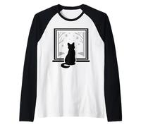 Cozy Winter Cat Minimalist Feline Raglan Baseball Tee
